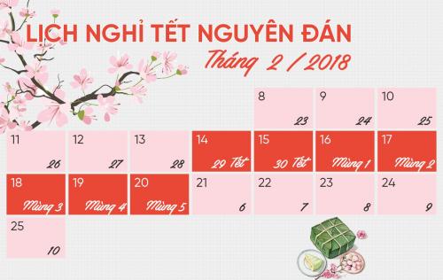 Thông báo lịch nghỉ Tết Nguyên Đán Mậu Tuất 2018